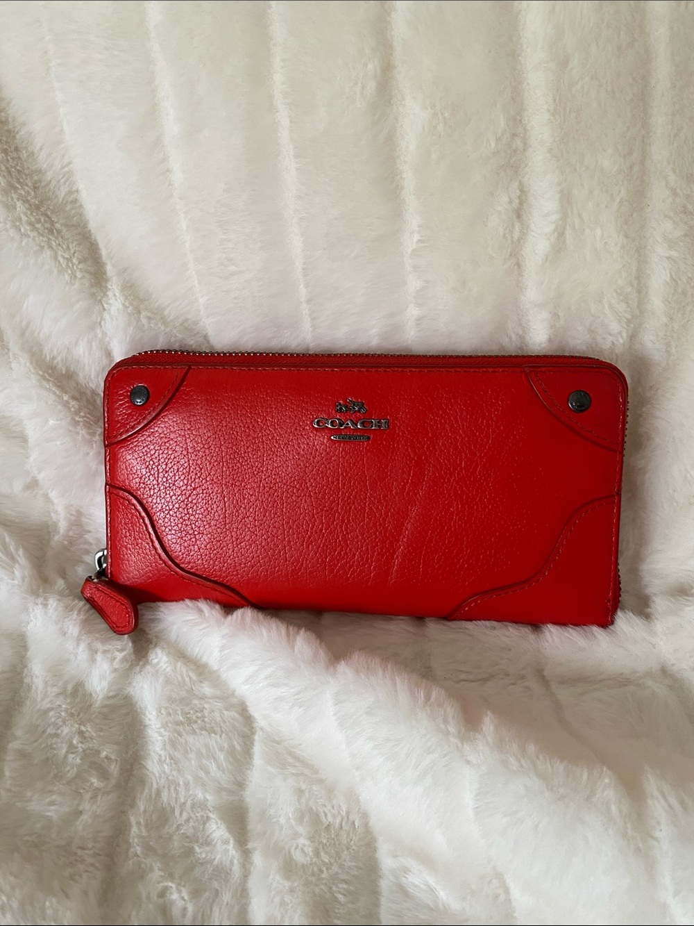 Coach Mickie Accordion Zip Wallet in Miami Red F52645